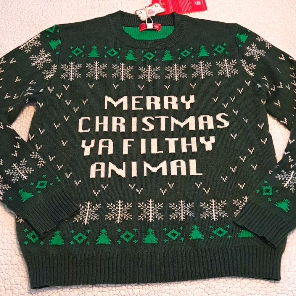 Ugly Christmas sweater NWT dark green size XL